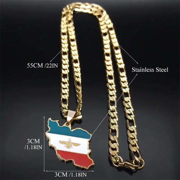Iran Flag Map Necklace