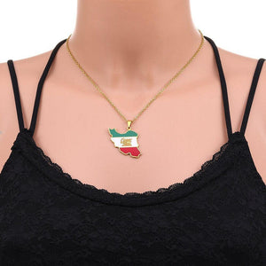 Iran Flag Map Necklace