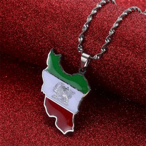 Iran Flag Map Necklace