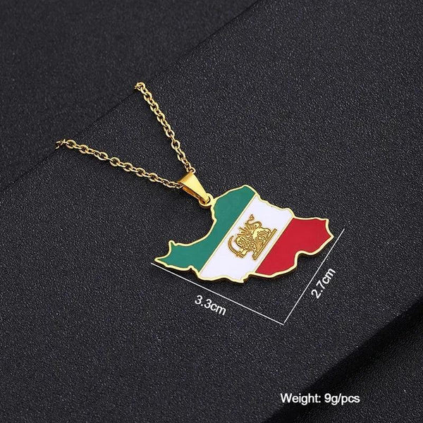 Iran Flag Map Necklace