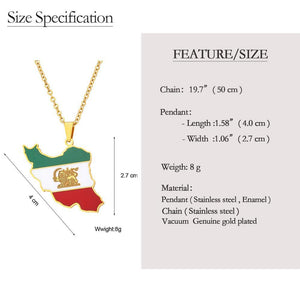 Iran Flag Map Necklace