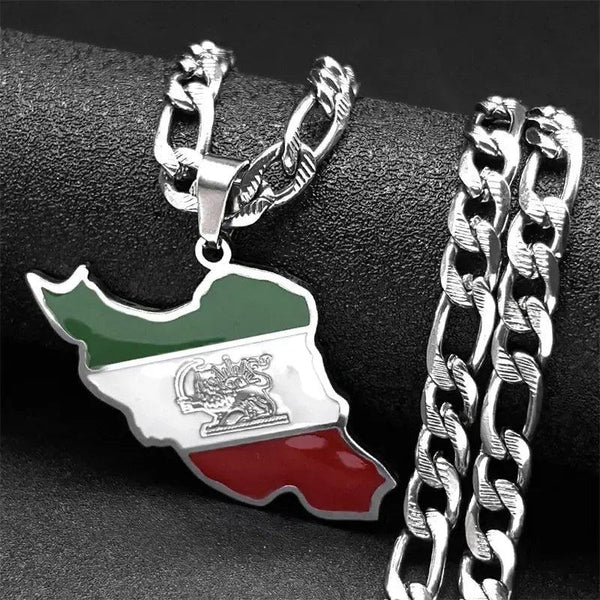 Iran Flag Map Necklace