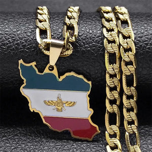 Iran Flag Map Necklace