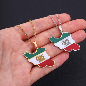 Iran Flag Map Necklace