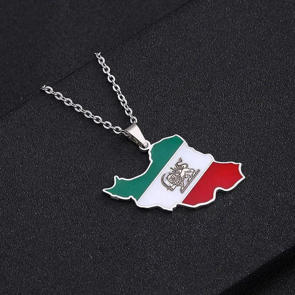 Iran Flag Map Necklace