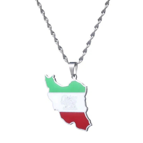 Iran Flag Map Necklace