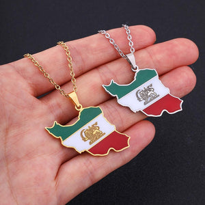 Iran Flag Map Necklace