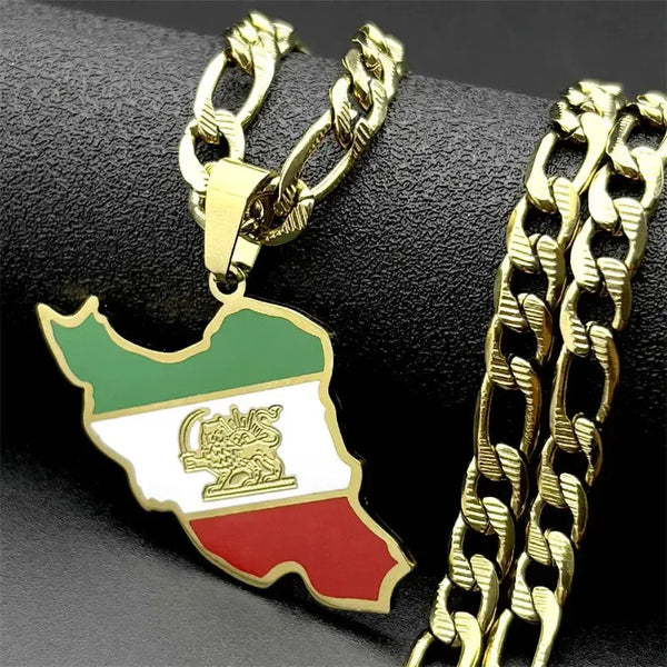 Iran Flag Map Necklace