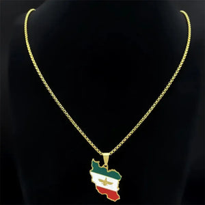 Iran Flag Map Necklace & Earrings