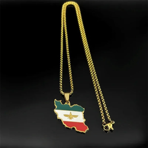 Iran Flag Map Necklace & Earrings