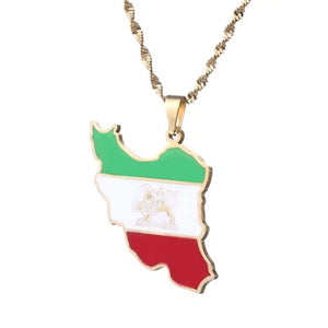 Iran Flag Map Necklace