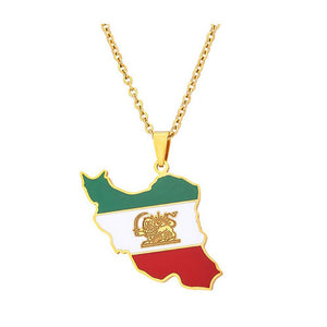 Iran Flag Map Necklace