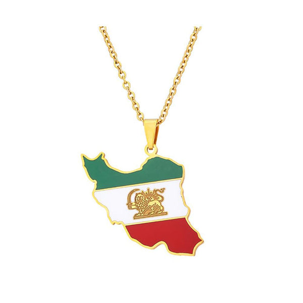 Iran Flag Map Necklace