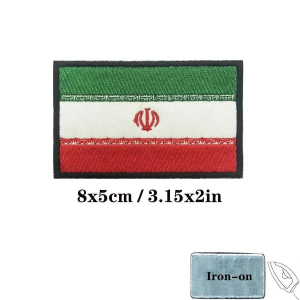 Iran Flag Patch - Iron On/Hook & Loop Patch