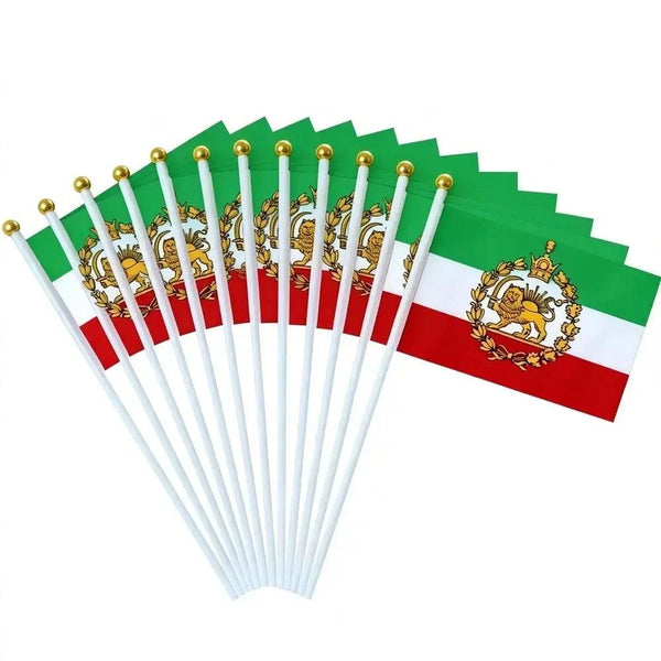 Iran Flag on Stick - Small Handheld Flag (50/100Pcs)