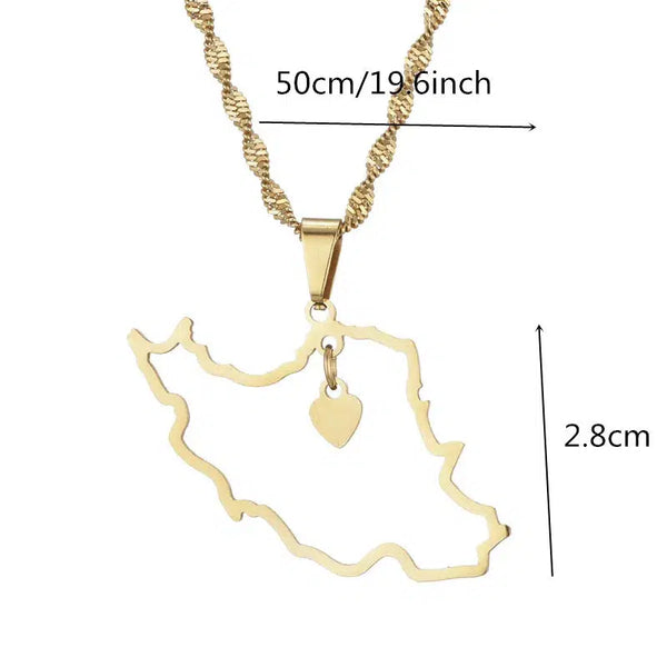 Fashion (Silver Color)Fashion Heart Iran Map Pendant Necklace For Women Men  Gold Silver Color Stainless Steel Iranian Charm Jewelry Patriotic Gift JIN  @ Best Price Online | Jumia Egypt