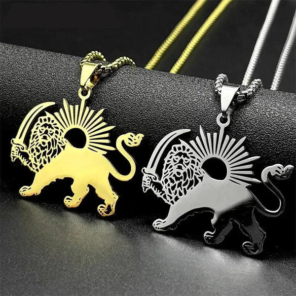 Iran Necklace - Lion and Sun Pendant