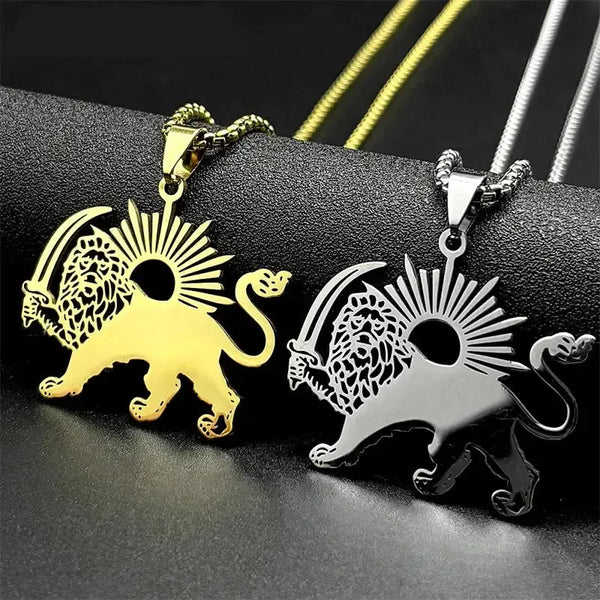 Iran Necklace - Lion and Sun Pendant