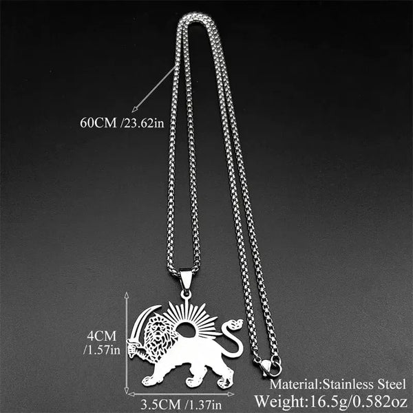 Iran Necklace - Lion and Sun Pendant
