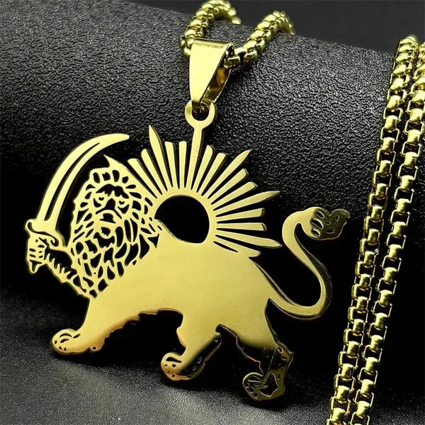 Iran Necklace - Lion and Sun Pendant