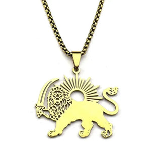 Iran Necklace - Lion and Sun Pendant