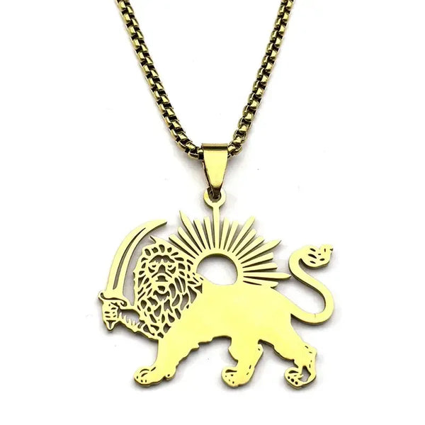 Iran Necklace - Lion and Sun Pendant