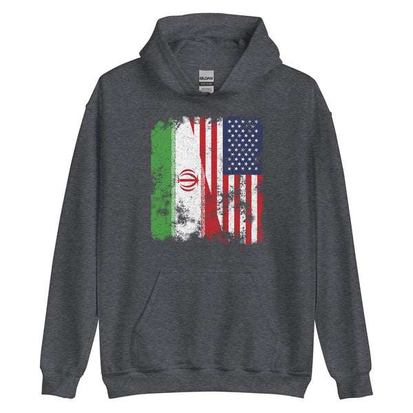 Iran USA Flag - Half American Hoodie