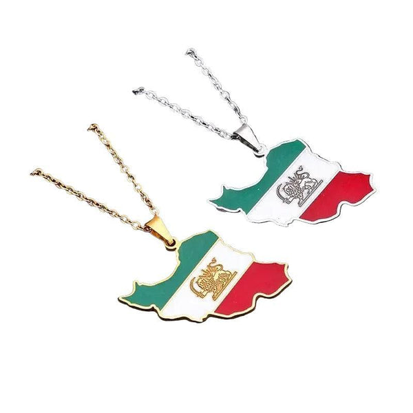 Iran Flag Map Necklace