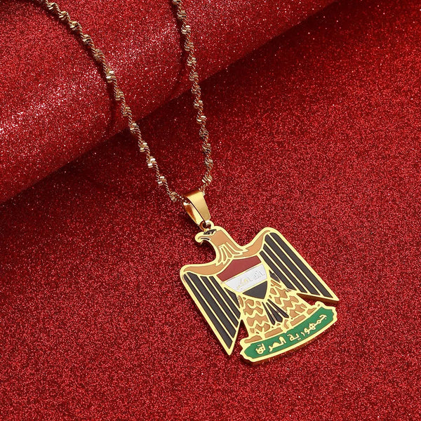 Iraq Flag Eagle Pendant Necklace