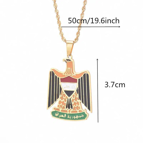 Iraq Flag Eagle Pendant Necklace