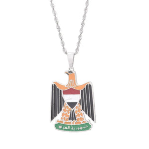 Iraq Flag Eagle Pendant Necklace