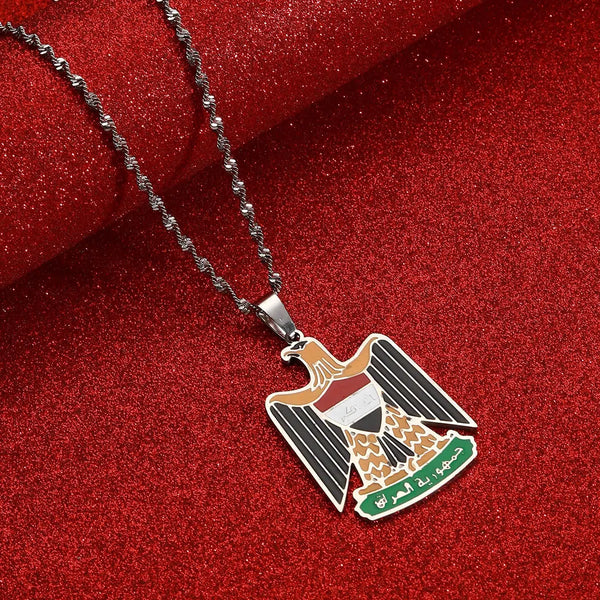 Iraq Flag Eagle Pendant Necklace