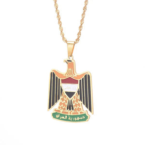 Iraq Flag Eagle Pendant Necklace