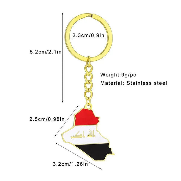 Iraq Flag Map Keychain
