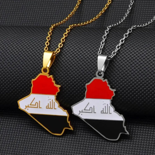Iraq Flag Map Necklace