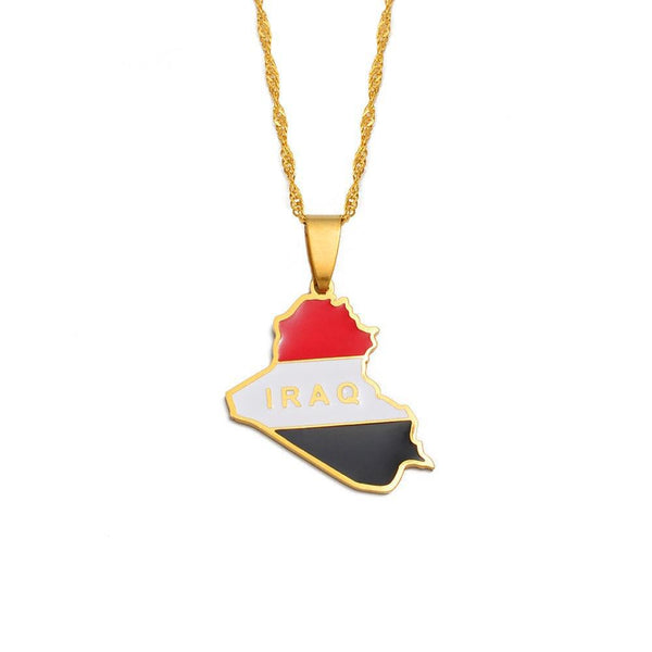 Iraq Flag Map Necklace