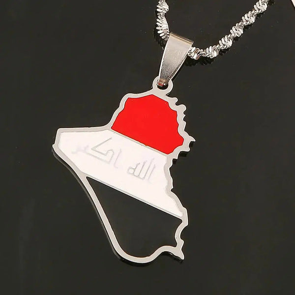 Iraq Flag Map Necklace