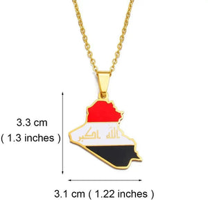Iraq Flag Map Necklace