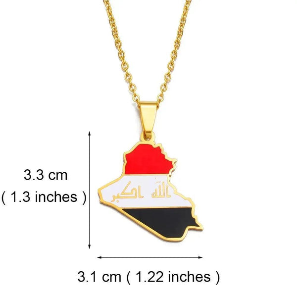 Iraq Flag Map Necklace