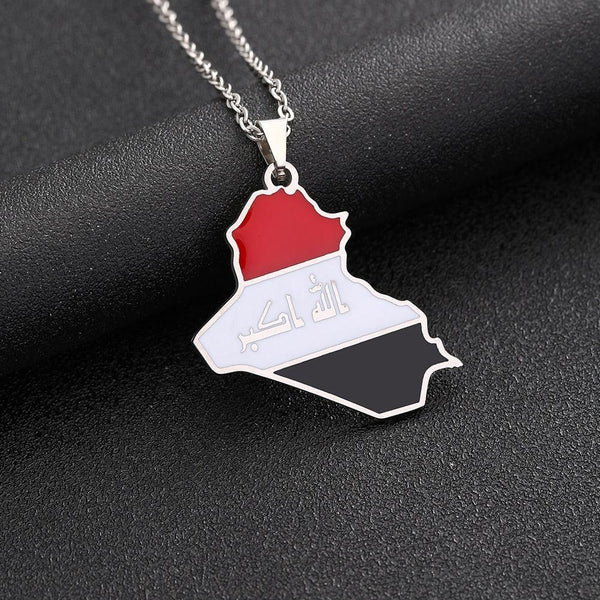 Iraq Flag Map Necklace