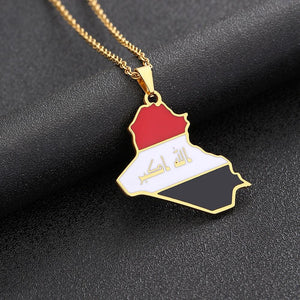 Iraq Flag Map Necklace