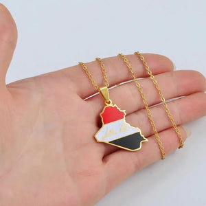 Iraq Flag Map Necklace