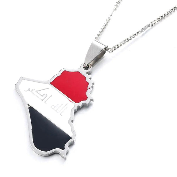 Iraq Flag Map Necklace