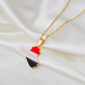 Iraq Flag Map Necklace