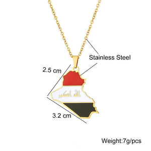 Iraq Flag Map Necklace