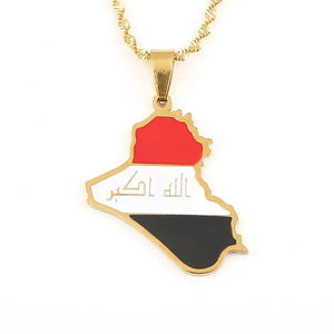 Iraq Flag Map Necklace