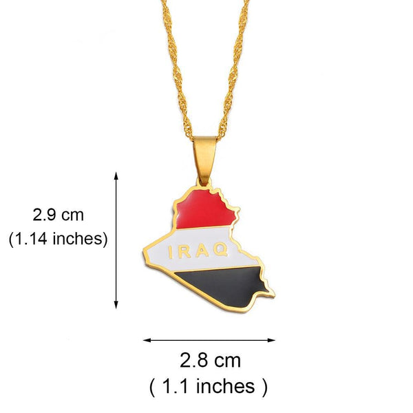 Iraq Flag Map Necklace