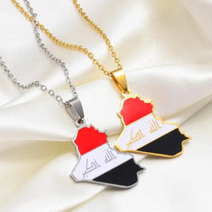 Iraq Flag Map Necklace
