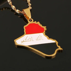 Iraq Flag Map Necklace