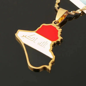 Iraq Flag Map Necklace